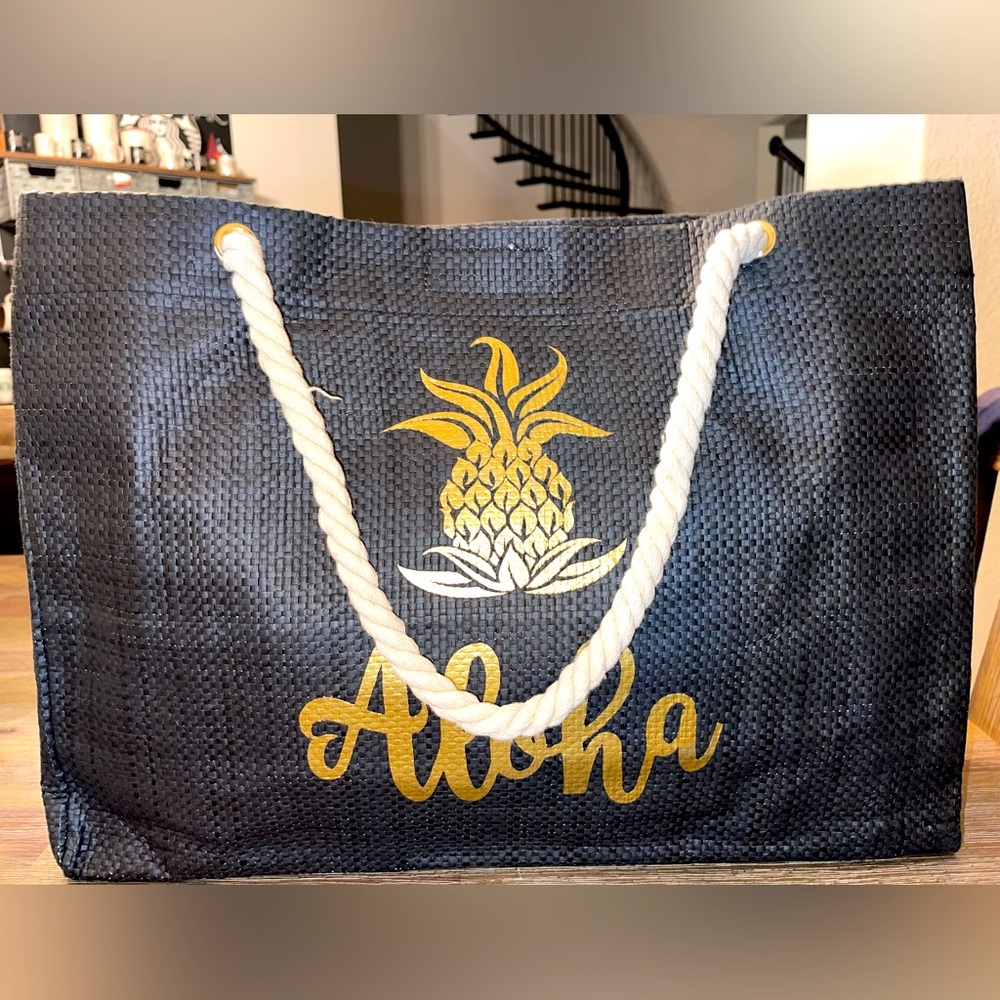 Straw beach “Aloha” tote bag